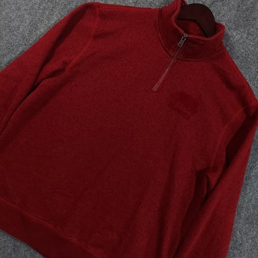 Roots Sweatshirt Mens Large Womens XL Heather Red Fleece 1/4 Zip Mock Neck‎